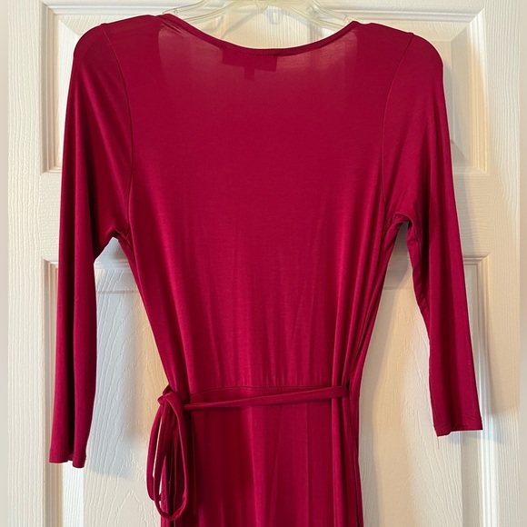 Floor-length Red Wrap Dress - Picture 2 of 6